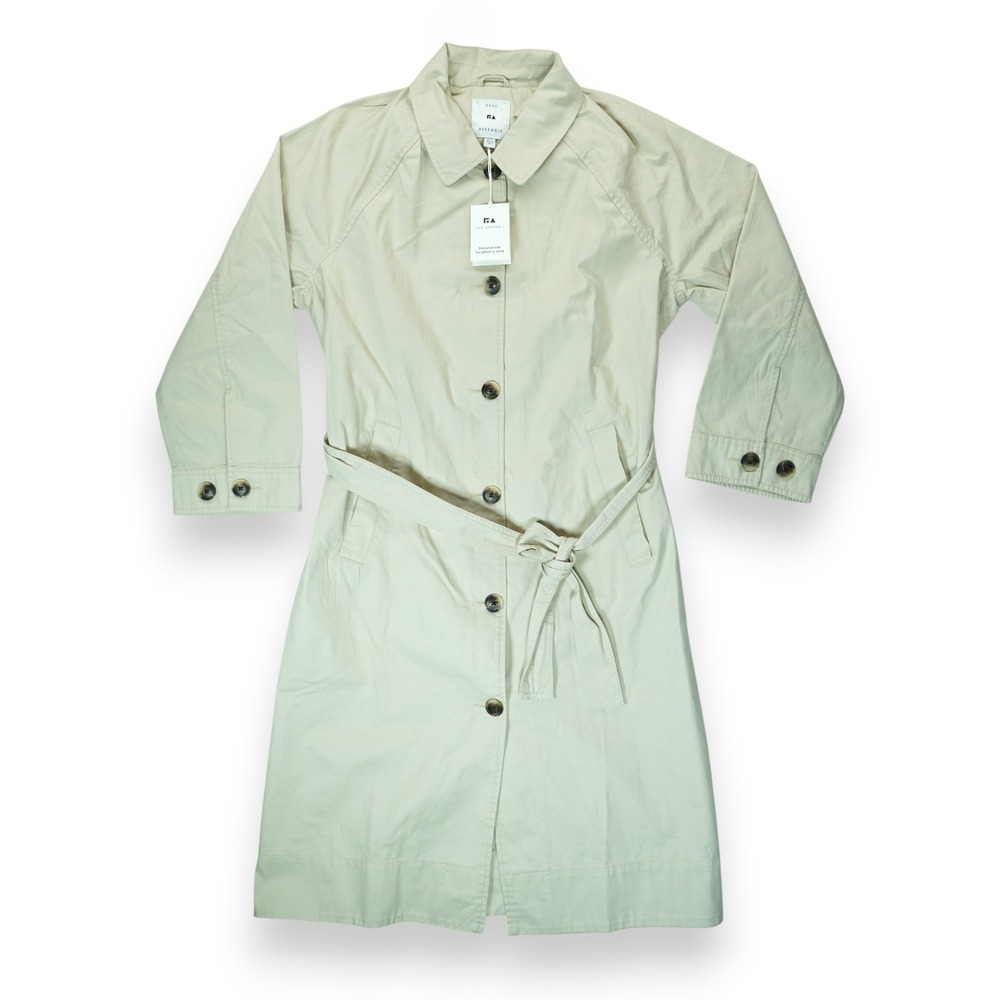NWT Free‎ Assembly Women's Modern Trench Coat Light Khaki Size XL